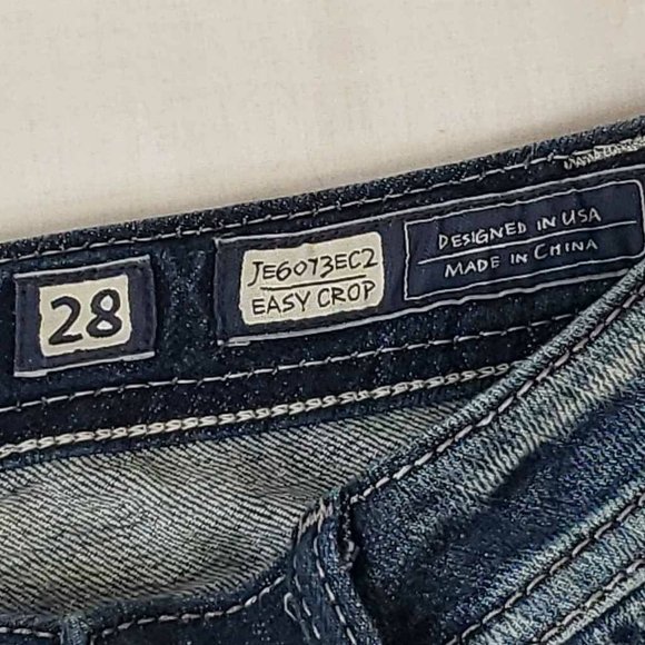 Miss Me Womens Easy Cropped Jeans Blue Stretch Embroidered Medium Wash Denim 28 - Picture 10 of 12